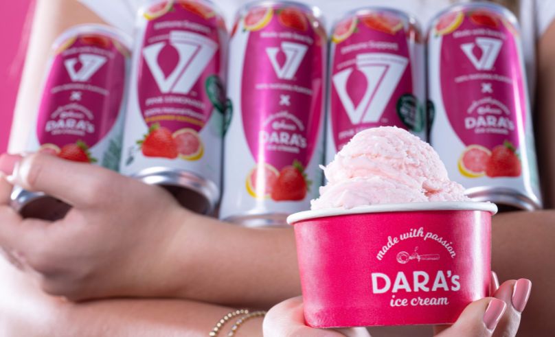 ‘V7’ Collaborates With Dara’s Ice Cream on New Pink Lemonade Soda