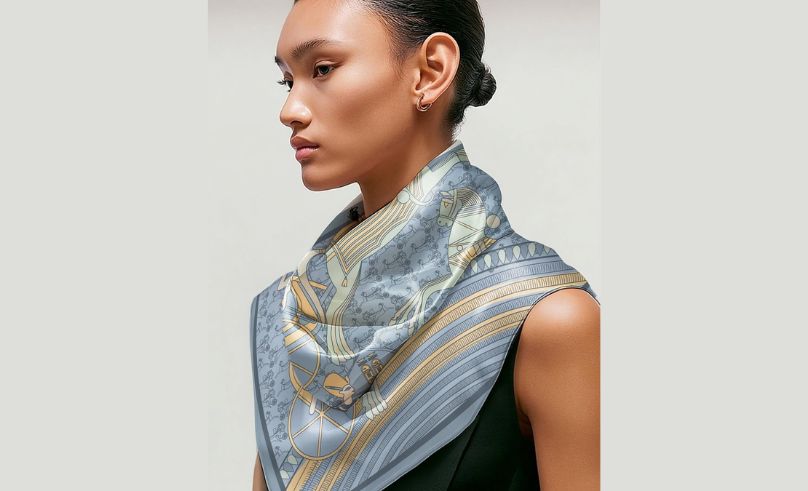 Egypt's Shosha Kamal Prints Battles on Scarves in Ramses Collection